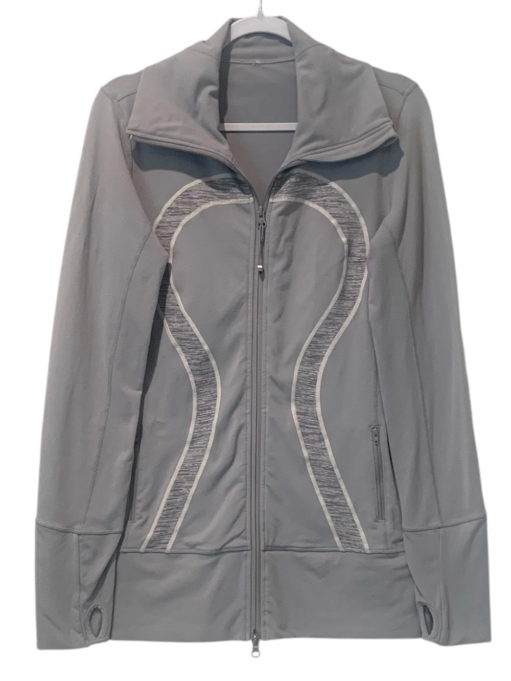 Lululemon In Stride Jacket Full Zip Light Gray Fossil Luon Fabric Women's 12